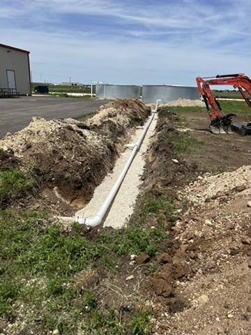 Trenching for utility line install